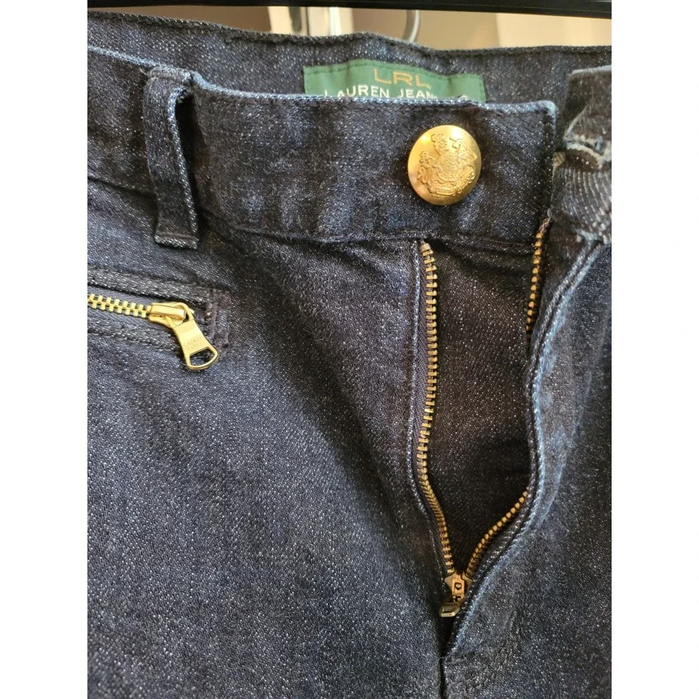 Lauren Ralph Lauren Dark Indigo jeans Sz 12 zipper pockets Straight Leg Women's